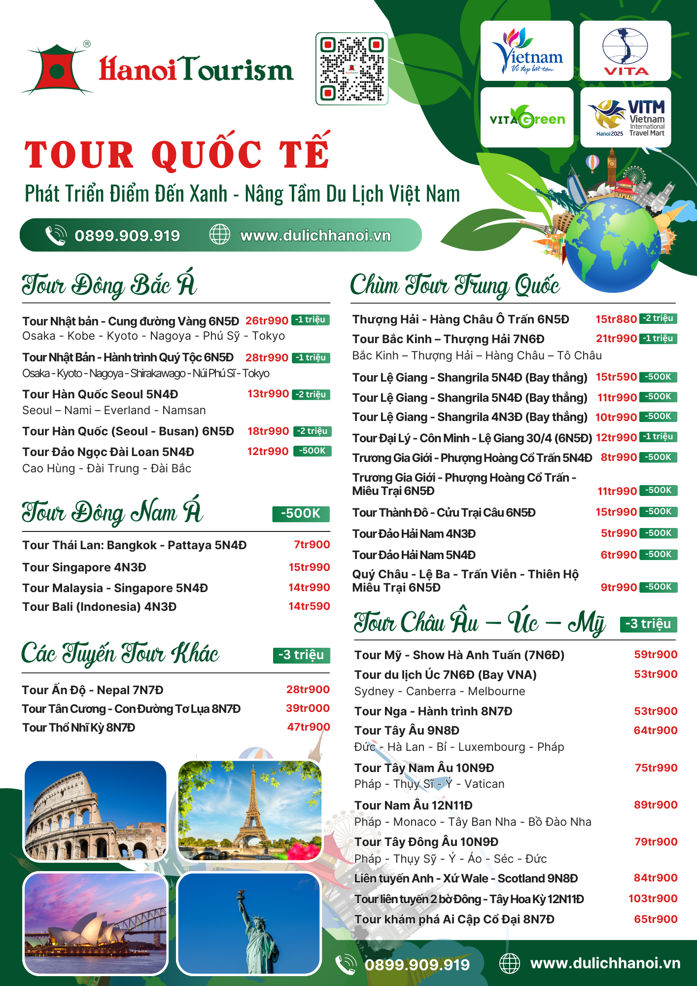 Lịch khởi hành tour quốc tế - Hanoi Tourism